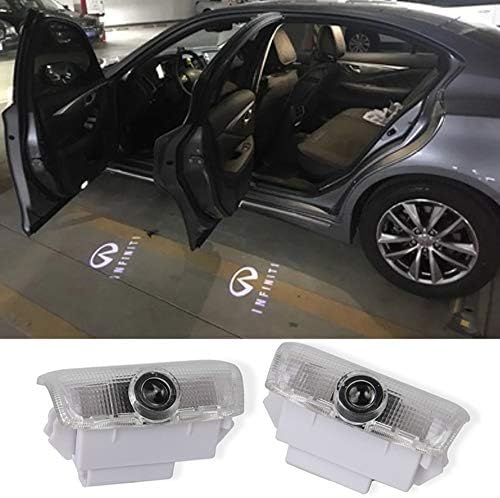 2 Pcs LED Car Logo Lights Ghost Light Door Light Projector Accessories Welcome Emblem Lamp For Infiniti FX37 FX50 G37 G25 Q50 Q60 M25 M35 M37 EX25 EX35 EX37 QX50 QX56 QX70 QX80 FX G M EX Compatible