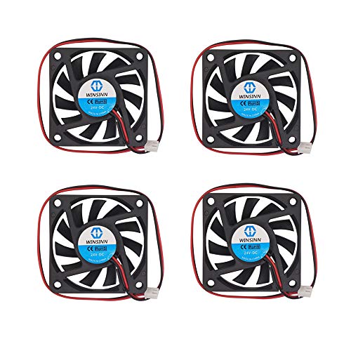 WINSINN 6010 24V DC Cooling Fan 60mm 60x60x10mm for DIY PC Computer Case CPU Graphics Card - 2Pin 0.15A 3.6W 4500+-10% RPM (Pack of 4Pcs)