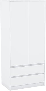Vida Designs Denver White 2 Door Wardrobe with Drawers - Modern Furniture view 7