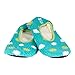 Super Soft Cozy Slippers Slip-Resistant Bottom Sole Womens 5.5-7 Turquoise Dots