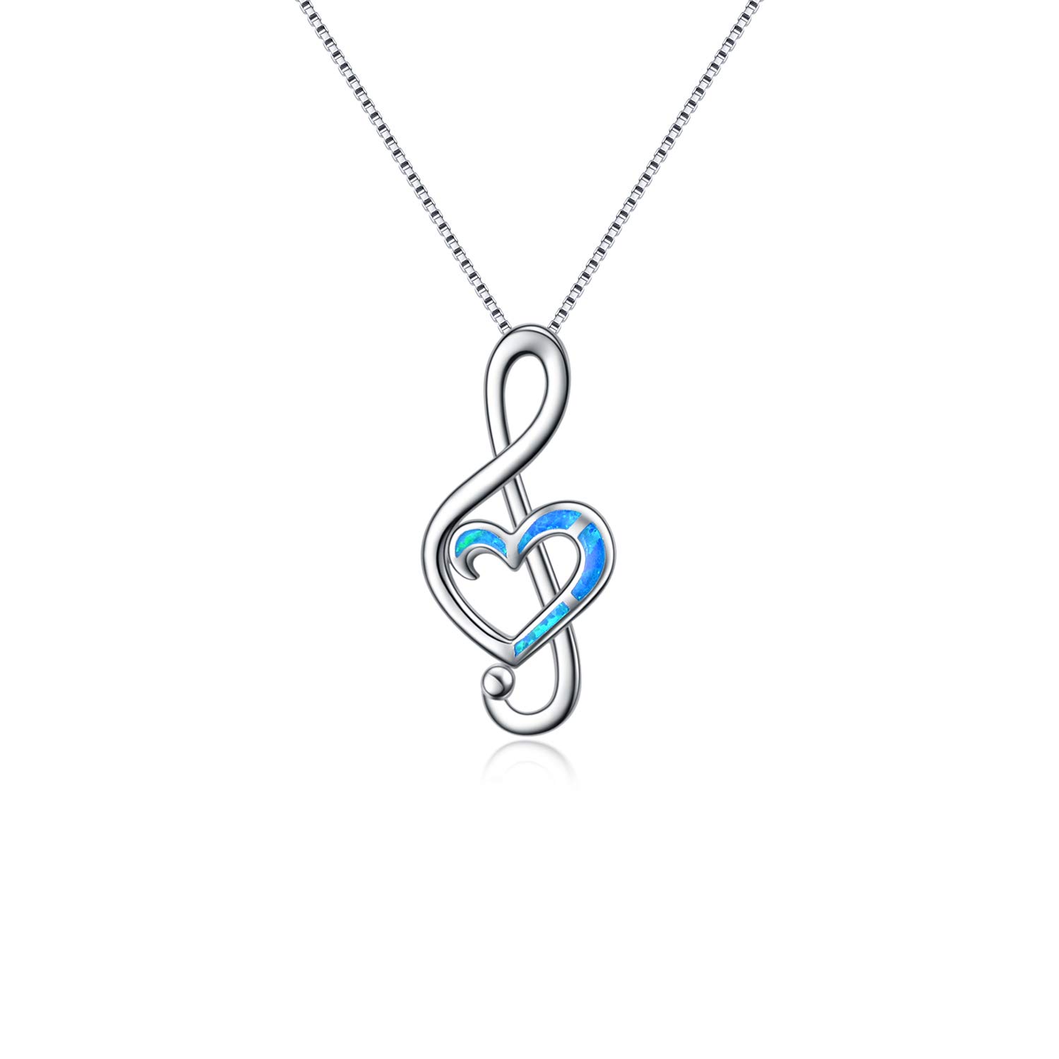 WINNICACA Music Note Blue Opal Necklace Sterling Silver Pendant Music Symbol Jewellery for Women Mom Gifts — image 1