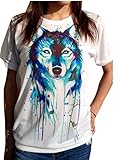 BIGBUY Womens Sexy Round Neck Dog Wolf Casual T Shirt Tops