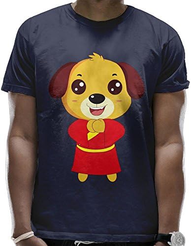 NISHI ERZI Happy New Year Dog Male combing The Round Collar Short Sleeve T-Shirts Casual Shirts