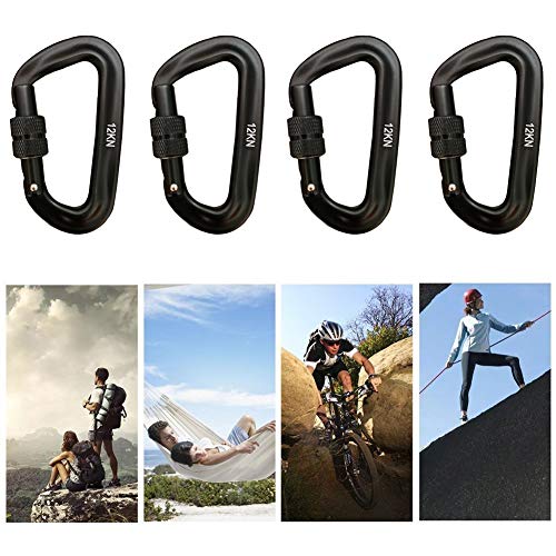 L-Rover 12 kN Aluminum Wire Gate Carabiners 2 or 4 Pack- Heavy Duty, 2,645-pound Rating for Hammocks, Rv,Fishing,Locking Dog Leash and Harness, Camping, Photography, Key Chains,Hiking & Utility - Thumbnail 2
