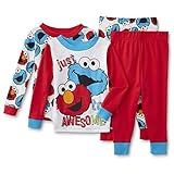 Sesame Street Toddler Pajamas, 2 pk 4 pc Set Elmo & Cookie Monster