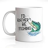 DYJYBMY I'D Rather Be Fishing Mug, Funny Fisherman Tea Cup, Creative Fish Gifts, Father'S Day Birthday Retirement Gifts for Fisherman Husband Dad Grandpa Men Fishing Lovers