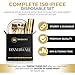 Gold Plastic Plates for Parties -(150 Piece Set), Elegant Disposable Plastic Silverware, Plastic Plates for Wedding, Plastic Dinnerware Set, Heavy Duty Gold Party Plates Forks Spoons Knives Cups Set
