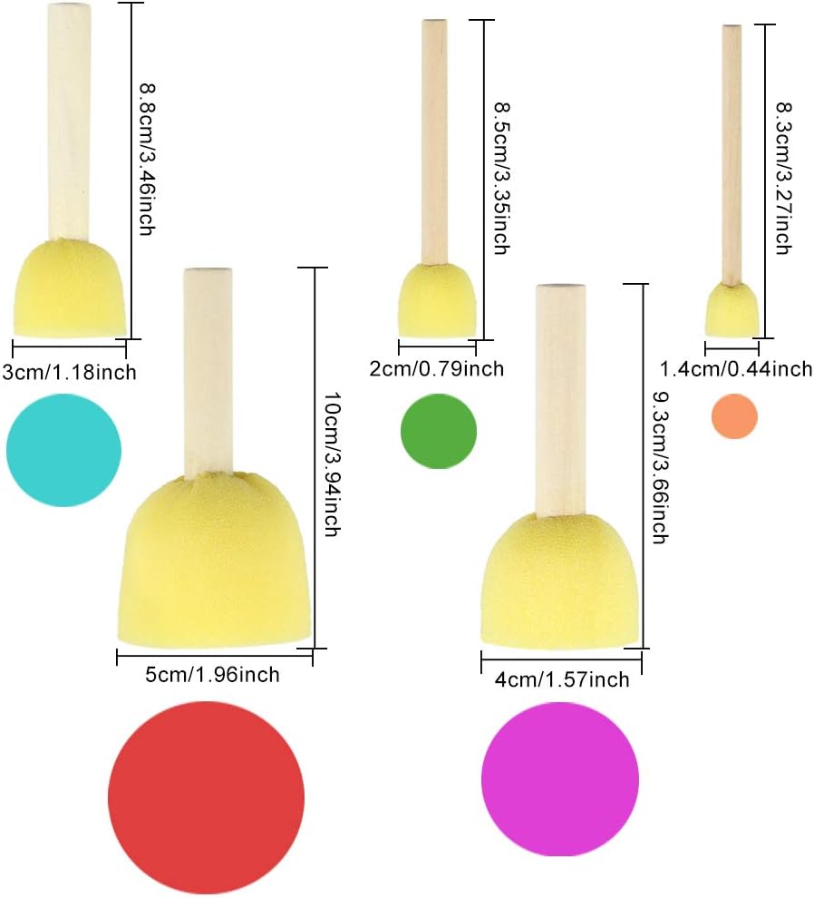 EMAGEREN 30 Pcs Sponge Paint Brush 5 Sizes Round Foam Sponge Painting Brushes Set Stencil Brush Sponge Paint Stencil Tool with Wooden Handle for Kids Arts and Crafts DIY Painting Tools - Image 3