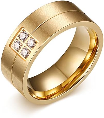 Men's 8mm 18k Gold Plated Stainless Steel Cubic Zirconia Engagement Wedding Band Ring (12)