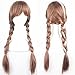 Anna Wig for Frozen Costumes Play and 1 Wig Cap, Brown Double Braid Hair Cosplay Wigs for Daily /Cosplay /Party /Fun, Comfortable/Breathable/ Durable Rose Net; wig019A