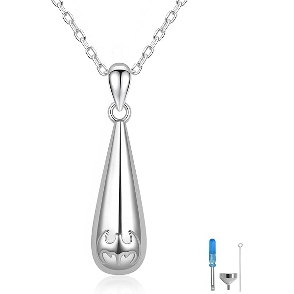 Collier Urne Funéraire En Acier Inoxydable - Pendentif Goutte D'Eau Avec Chaîne 50 Cm Et Kit De Remplissage