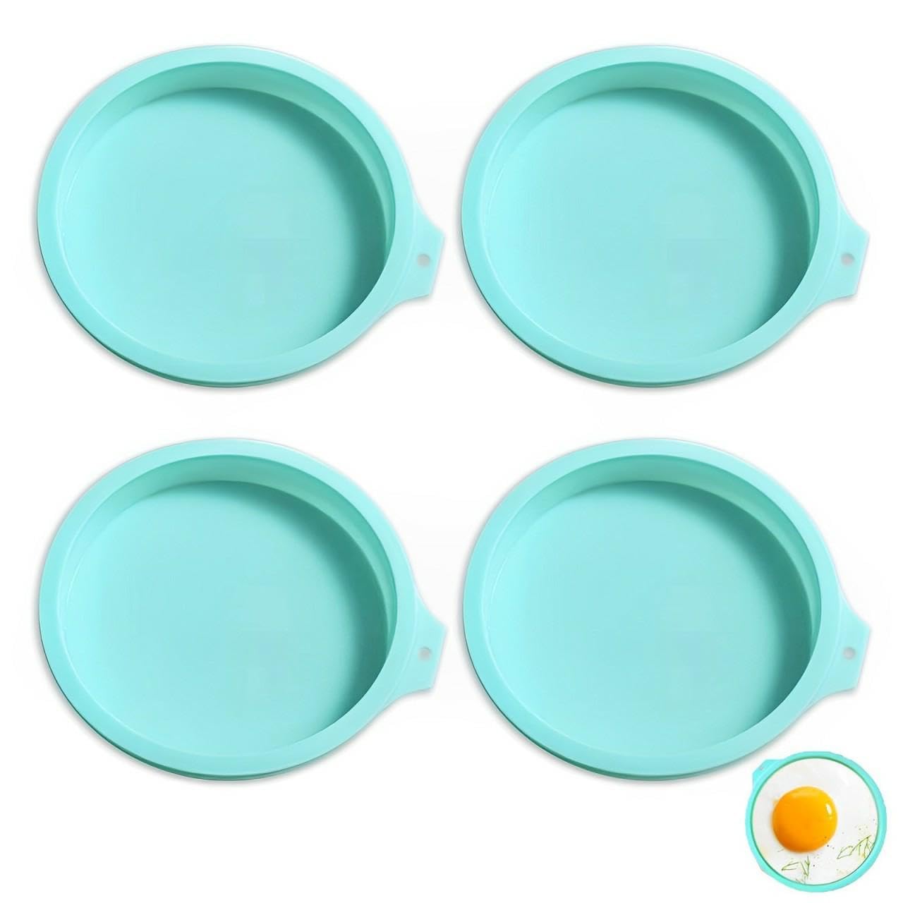 4pcs Egg Ring, air Fryer Egg Mould, air Fryer Egg Mould for Fried Eggs, Cake Tins Reusable Ramekins for Air Fryer Egg Poacher, Oven and Microwave, Silicone Disc Like Mold for Cake, Resin Coasters