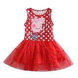 Coralup Peppa Pig Cartoon Little Girls Skirt Cotton Dress 4-5 Years, Red
