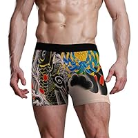 Ladninag Mens Boxer Briefs Japanese Tattoo Low Rise Trunks Breathable Bikini Underpants Boys Underwear