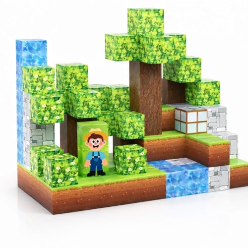 Blocos de Construção Magnéticos, Kit 96 Peças Cubos de Montar Educativos, Brinquedo Criativo e Sensoriais para Crianças 3+ Anos, Mundo de Construção com Imãs, Presente para Meninos e Meninas
