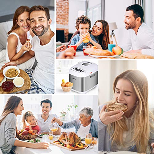 Bread Maker- 1.5LB breadmaker machines, Automatic Bread Maker Machine, Gluten Free Breadmaker Machine , Large Viewing Window Digital LED Screen, 12 Menus 3 Crust Colors, 15h Delay Timer 1h Keep Warm Non Stick Pan - Thumbnail 5