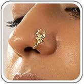 Ximdble Vintage Punk Gothic Copper African Scorpion Nose Cuff, Non-Pierced Nose Ring Jewelry for Women