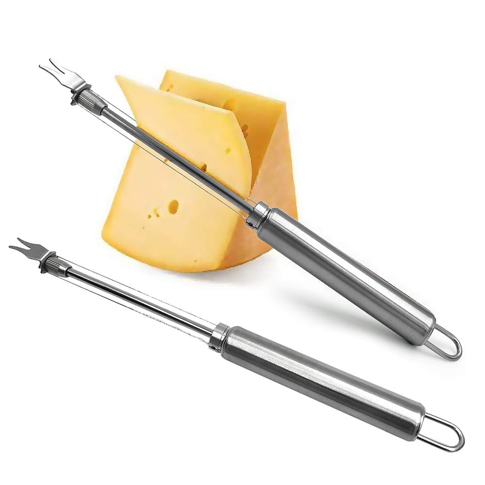 Skystuff 2Pcs Wire Stainless Steel Cheese Slicer - Butter Peeler Cutter for Soft & Semi-Hard Cheeses - Kitchen Cooking Tool