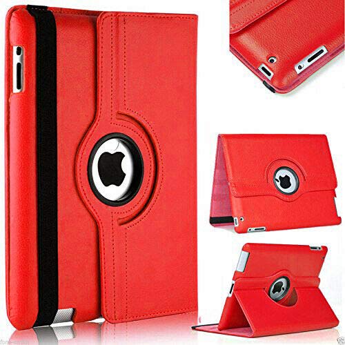 Apple iPad 10.2 inch case for iPad 8th Generation 2020 / iPad 7th Generation 2019, iPad 7 7th Gen iPad 8 8th gen case 360 Degree Rotating Smart Protective Stand Cover, With Stylus Pen (Red)