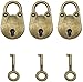 Hyamass 3 Pack Small Bear Head Vintage Antique Padlocks with Keys (Bronze)