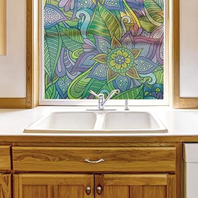 wall26 Window Film for Privacy Colorful Patterns Large...