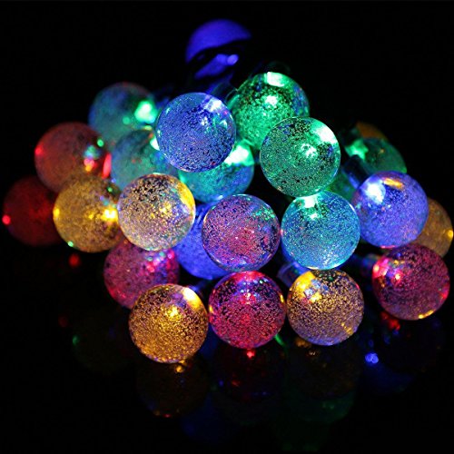 T-Sun 25ft 30LEDs Outdoor Solar String Lights, Colorful Solar Wedding Lights, Waterproof Solar Fairy Lights for Patio,Home, Parties, Birthdays, Decoration(Crystal Ball)