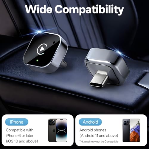 AotuLink USB C Wireless CarPlay and Android Car Adapter, Wired to Wireless Dongle | Plug & Play, Compatible with iOS and Android Smartphones