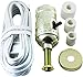 Power Gear Lampholder Kit, 8 Ft Power Cord, Push-Through Socket, Bottle Adapters, Repair/Replace Floor and Table Lamps, DIY Project, 250VAC/250W, UL Listed, Gold/White, 50961