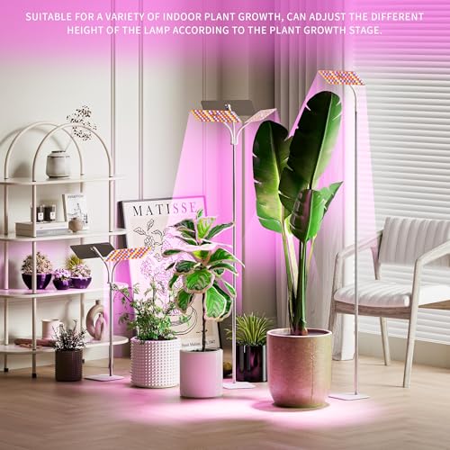 Full Spectrum LED Grow Lights for Indoor Plants, 120 LEDs, 18W, 4 Dimmable Levels, Timer (4/8/12H), Adjustable Height, Perfect for Small Desk Plants, Energy-Efficient & Durable Base, Ideal for Home