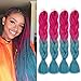GX Beauty 4Packs Ombre Braiding Hair Red Braids Hair Extensions Synthetic 24Inch Jumbo Braiding Hair for Box Braids（Peach Red to Lake Blue）