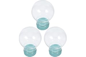 Angoily 3pcs 45mm DIY Glass Snow Globe Kit with Screw-Off Rubber Caps, Empty Fillable Water Globes