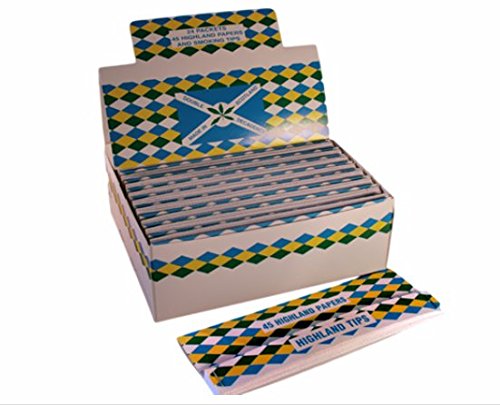 ZIG ZAG Rolling Cigarette Paper King Size Slim Booklet Filter Tip Rizla Adult Smoking (Highland Paper + Tips (24 Packets))