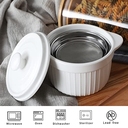 Ceramic Bacon Grease Container Keeper with Strainer, Frying Oil Storage