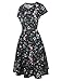 oxiuly Women's Round Neck Short Sleeve Floral Casual Pocket Tunic Party Cocktail Swing Summer Dress OX262 (M, Black Floral)