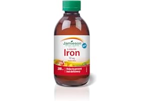 Jamieson Iron Liquid 10 mg Tropical Citrus Flavour, Helps Prevent Iron Deficiency and Supports Formation of Red Blood Cells. 