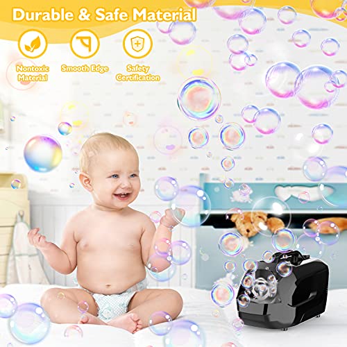 PESUMA Bubble Machine, Automatic Portable Bubble Maker for Kids, Adjustable Speed High Power Bubble Blower with 8 Wands 2 Speed Modes,5000+ Bubbles Per Minute, for Party Birthday Wedding