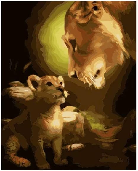 Amazon Com Diy Painting By Numbers Lion Stare 16 X20 40x50cm