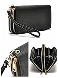 Hoxis Multi-purpose Generous Faux Leather Purse Organizer Double Zip Around Large Wallet with Wristlet