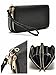 Hoxis Multi-purpose Generous Faux Leather Purse Organizer Double Zip Around Large Wallet with Wristlet