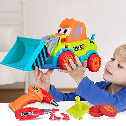SODIAL Children DIY Screw Disassembly Assembly Electric Bulldozer Toys Engineering Vehicle Cartoon Excavator Kits Puzzle Engineering Vehicle Toy