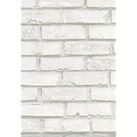 Fablon FAB12206 Brick White Adhesive Film, White & Off