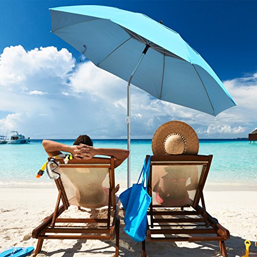 Portable Sun Shade Umbrella, DoerDo 2m Width 360 Degree Inclined All Direction For All-Weather, With Floor Insert Tool, Heat Insulation, Antiultraviolet , Used For Garden, Beaches, Camping, Fishing - Thumbnail 5