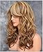 Imcolorful Halloween Sexy Big Wave Inclined Bang Wig Curly Brown Hair Mixed Color Highlights Fluffy Air Volume