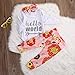 Newborn Baby Girls Top Rompers+Floral Pants Leggings Headband 3pcs Outfits Set (0-3 Months, Sliver Hello World)