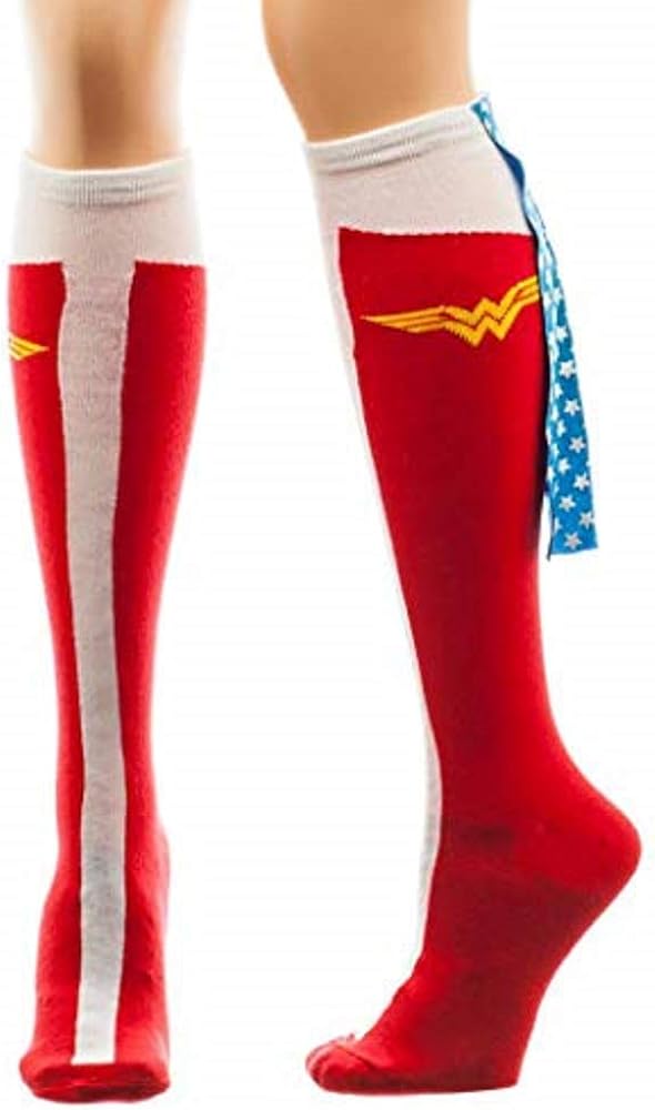 Wonder Woman Caped Boot Knee High Socks, sock size 911