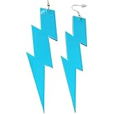 80s 90s Neon Earrings Fluorescence Retro Acrylic Lightning Drop Dangle Earring for Women Party Jewelry