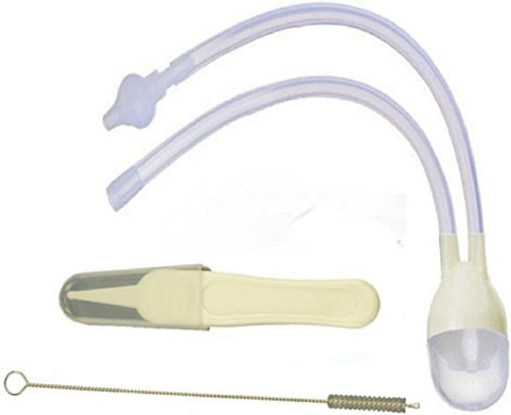 QUENJOY® Baby Nasal Aspirator Healthy Baby Care Set Soft Silicone Tip Congestion Relief Comes with Suction Pump + Infant Nose Cleaning Tweezers - Cleaning Brush