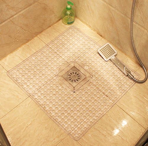 Square Mat for Shower Non Slip Bath Mat with Anti Bacterial Machine Washable with Beauty Modern Design 22 x 22 Inch (White)