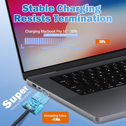 USB-C to Magnetic 3 Cable 140W for M4 MacBook Air Pro Charger, Magnetic Safe 3 Cable for MacBook Air (15''/13'' M4 2025, M3 2024, M2 2023, M2 2022), Pro (16"/14" 2024/2023/2021) -2M
