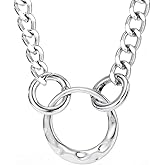 OAOSIOH Vintage Silver Chunky Hollow Round Circle Chain Choker Necklaces for Women Trendy, Simple Retro Statement Thick Punk Geometric Necklace Jewelry Gift